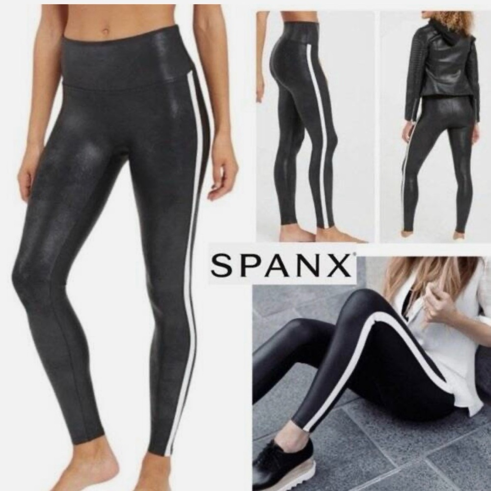 SPANX Spanx Tuxedo faux leather striped leggings
